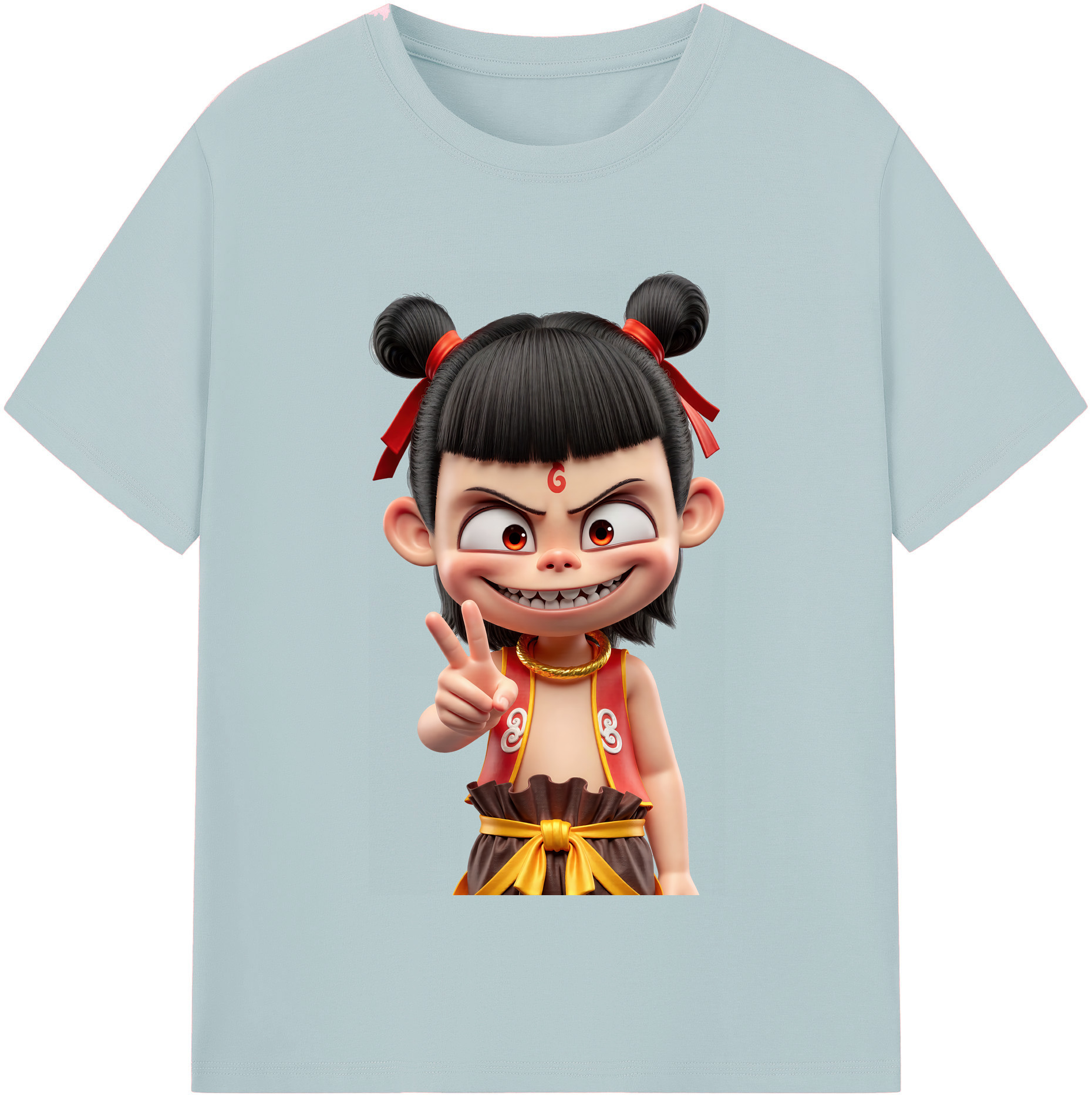 （画像用） Ne Zha 2 ナタ 魔童の大暴れ 綿100％半袖Tシャツ（フロントプリント）
